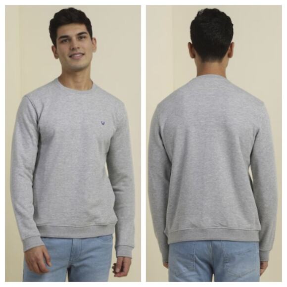 Allen Solly Men's Crew Neck Casual Sweatshirt Heather Gray Size M - Picture 2 of 9